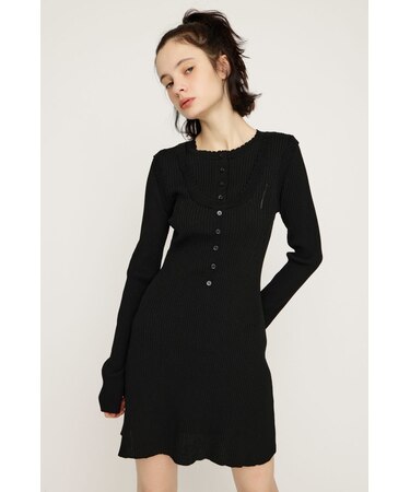 FRONT BUTTON FRILL ショートワンピース