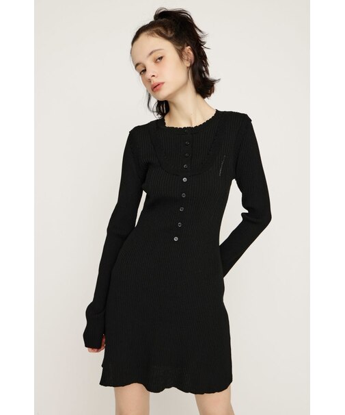 FRONT BUTTON FRILL ショートワンピース