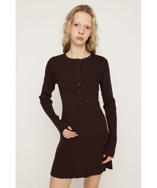 FRONT BUTTON FRILL ショートワンピース