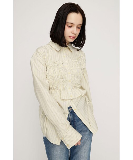 【SNSで話題！】BUSTIER LAYERED GATHER シャツ