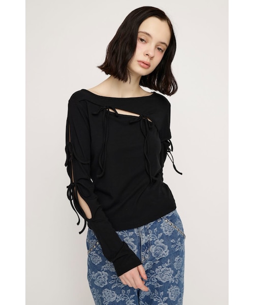 SLY スライ　S LINE EYELET 2P SLY | 【SNSで話題！】S LINE EYELET 2P (Tシャツ・カットソー(長袖