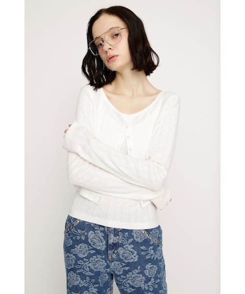 SLY スライ　S LINE EYELET 2P SLY | 【SNSで話題！】S LINE EYELET 2P (Tシャツ・カットソー(長袖