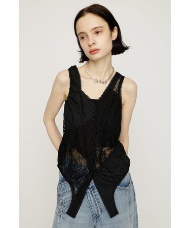ASYMMETRY PATCHWORK LACE GILET