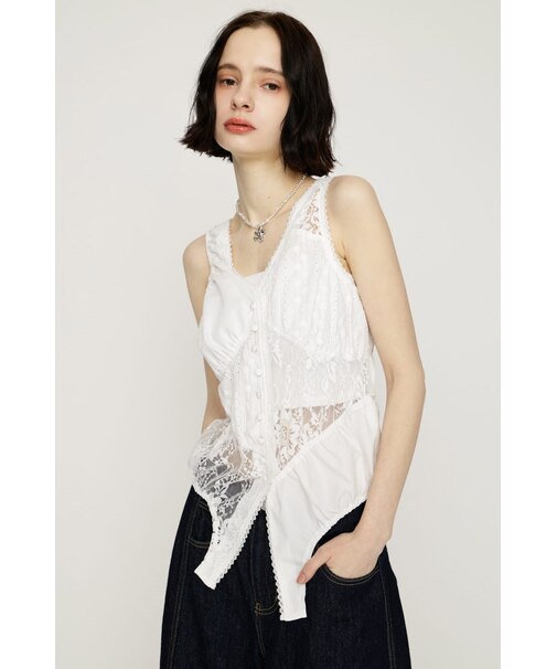 ASYMMETRY PATCHWORK LACE GILET