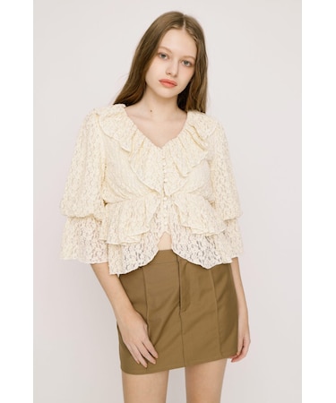 CUT LACE RUFFLE ブラウス