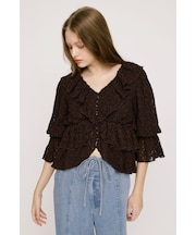 CUT LACE RUFFLE ブラウス