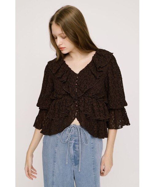 CUT LACE RUFFLE ブラウス