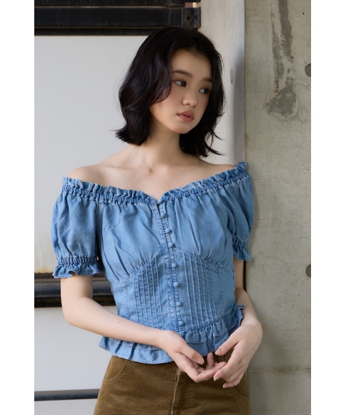 PUFF SLEEVES WOVEN トップス