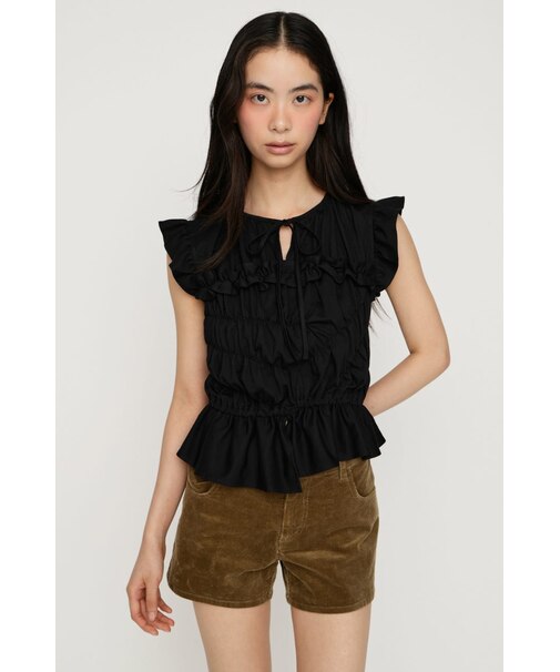 ASYMMETRY SHIRRING トップス