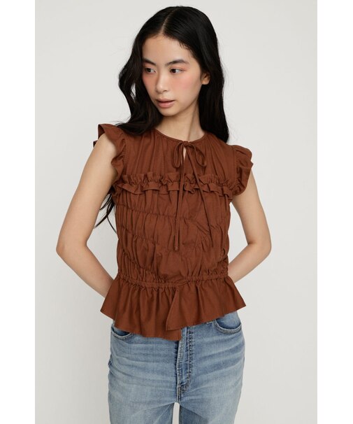 ASYMMETRY SHIRRING トップス