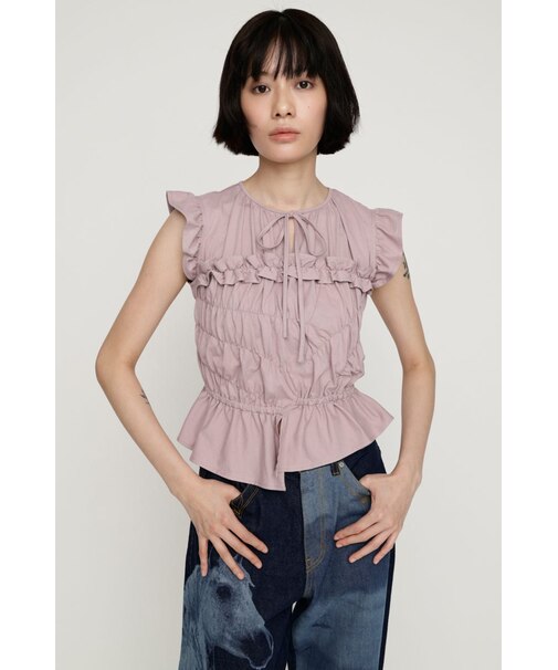 ASYMMETRY SHIRRING トップス