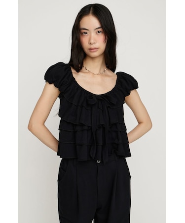FRILL CUT RIBBON トップス