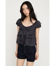 FRILL CUT RIBBON トップス