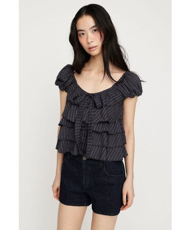 FRILL CUT RIBBON トップス
