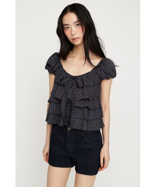 FRILL CUT RIBBON トップス