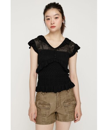 CROCHET FRILL トップス