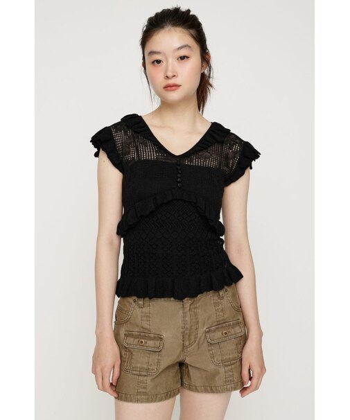 CROCHET FRILL トップス
