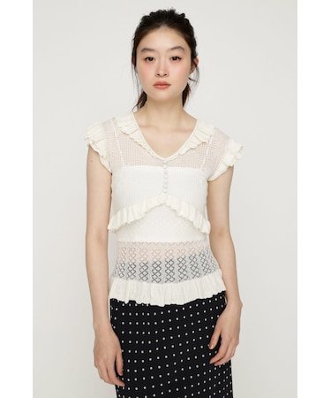 CROCHET FRILL トップス