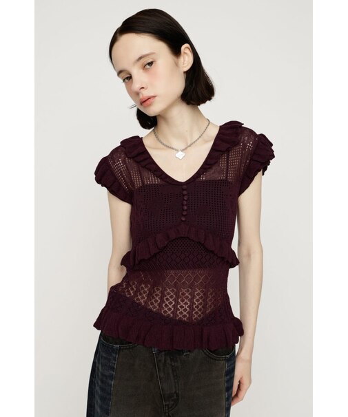 CROCHET FRILL トップス