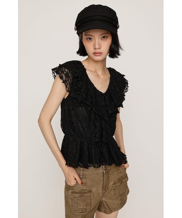 CUT LACE FRILL トップス