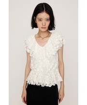 CUT LACE FRILL トップス
