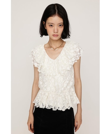 CUT LACE FRILL トップス