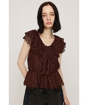CUT LACE FRILL トップス