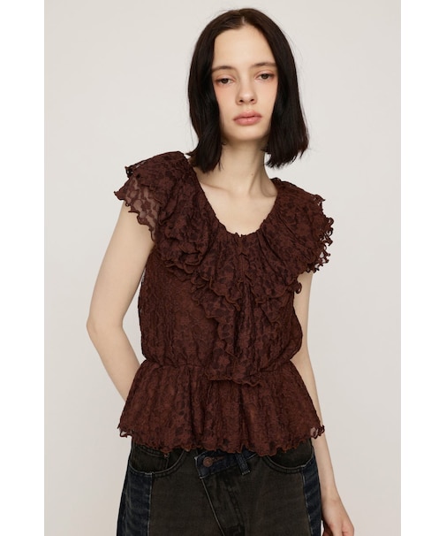 CUT LACE FRILL トップス
