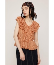 CUT LACE FRILL トップス