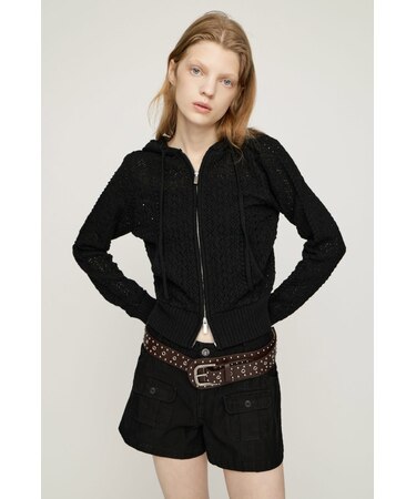 OPEN WORK ZIP HOODIE
