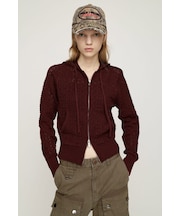 OPEN WORK ZIP HOODIE