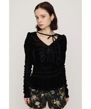 SHEER VELOUR SHIRRING トップス