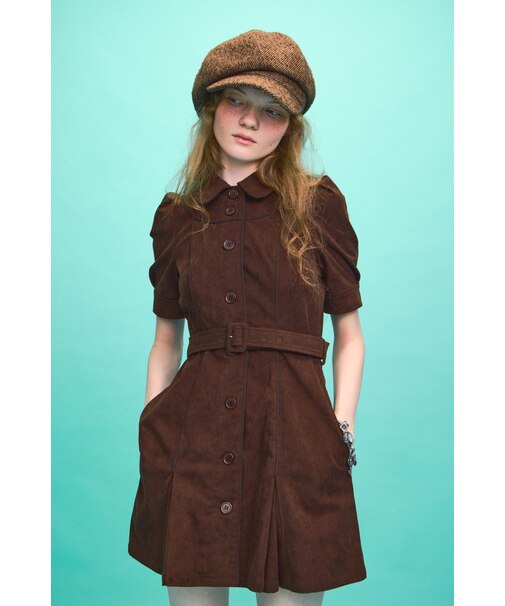 【SNSで話題！】COLLAR BUTTON ショートワンピース