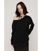 LACE TRIM V NECK KNIT トップス