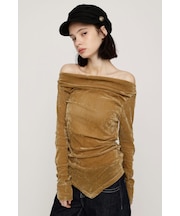 【SNSで話題！】OFF SHOULDER VELOUR トップス