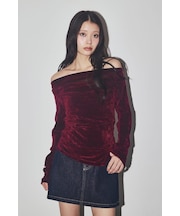 【SNSで話題!】OFF SHOULDER VELOUR トップス