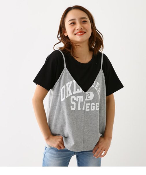 リメイク風 キャミソール付キ Tシャツ