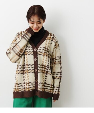 （WEB限定）ビックチェックニットカーディガンWL