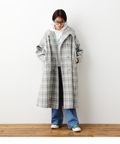 袖ボリュームスタンドカラーコート