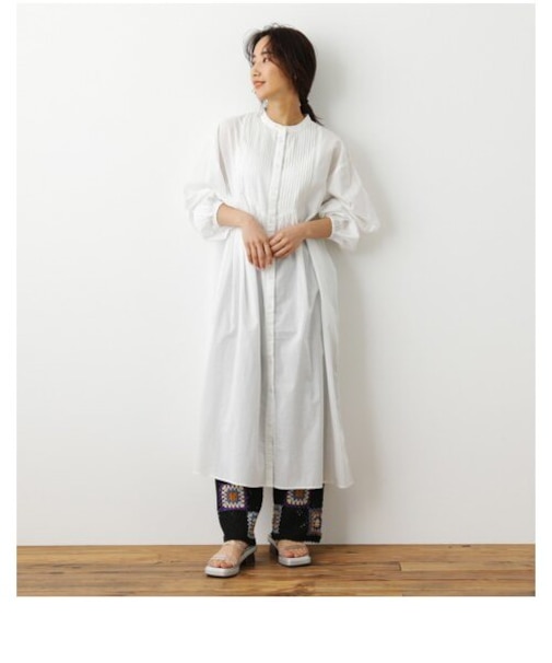 ピンタックボリュームスリーブワンピース