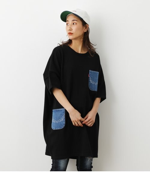 WEB・OUTLET限定）デニムポケット BIGニット ワンピース｜ロデオ