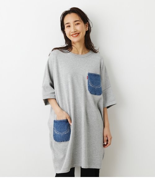 WEB・OUTLET限定）デニムポケット BIGニット ワンピース｜ロデオ