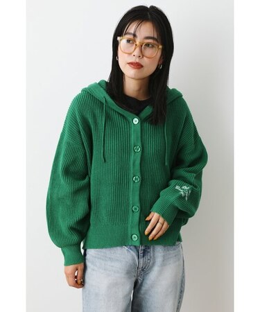 （WEB限定）COLORニットフーディカーディガン