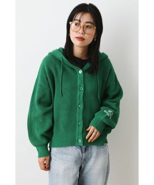 （WEB限定）COLORニットフーディカーディガン