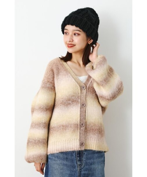 Vネック グラデーションニットカーディガン