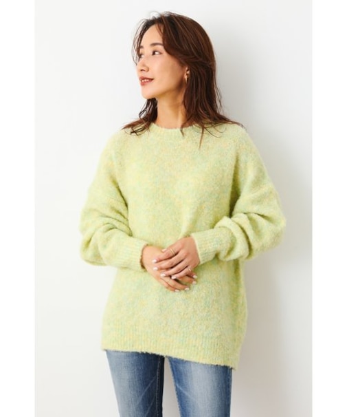 ミックスブークレニットトップス