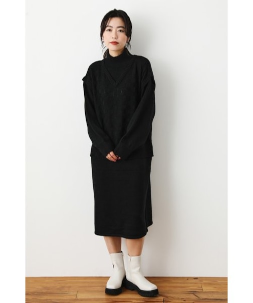 レイヤードライクニットワンピース