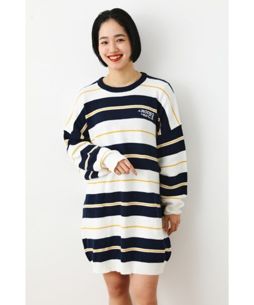 LOGOボーダーニットワンピース