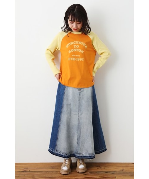 VINTAGE LIKE スリットデニムスカート