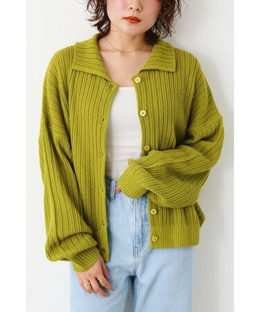 襟付きニットカーディガン